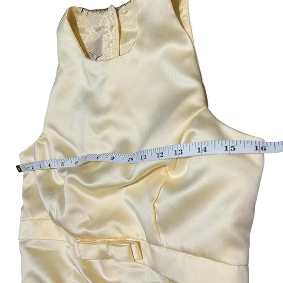 Vintage Scott McClintock Millennium 2000 Satin Dress Sz 4 Butter Yellow Gown - Picture 14 of 16